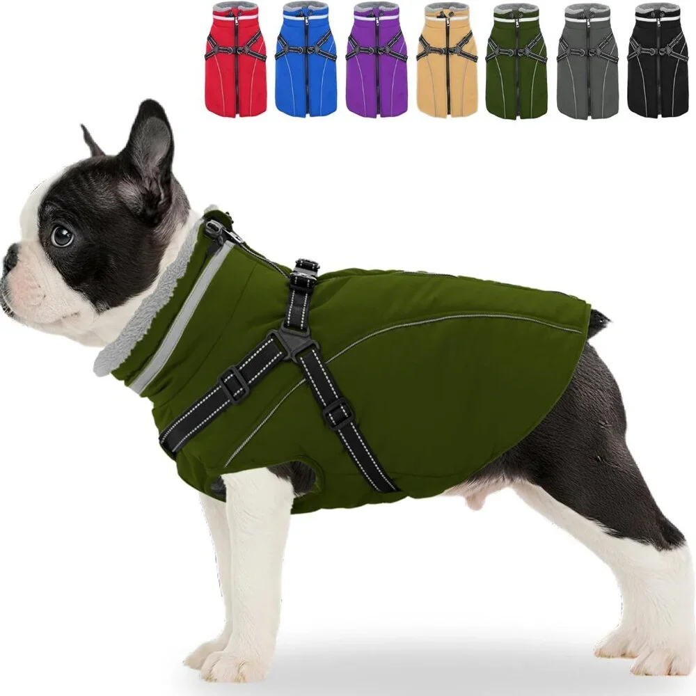 Fragralley Dog Coat with Harness Built in, Waterproof Windproof Reflective Warm
